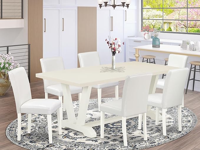 East West Furniture V027AB264-7 7 Piece Dining Room Furniture Set Consist of a - Image 2