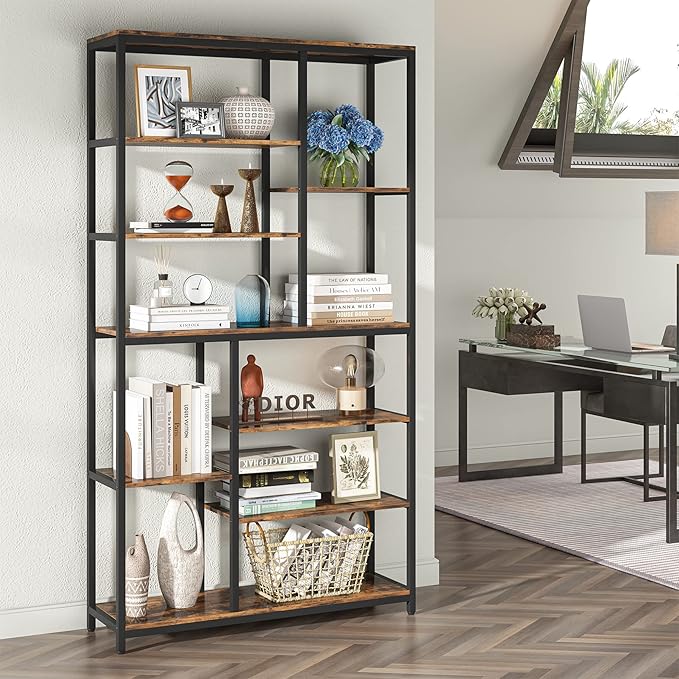 Tribesigns 79 inches Tall Bookshelf Bookcase, 8-Tier Staggered Bookcase - Image 7