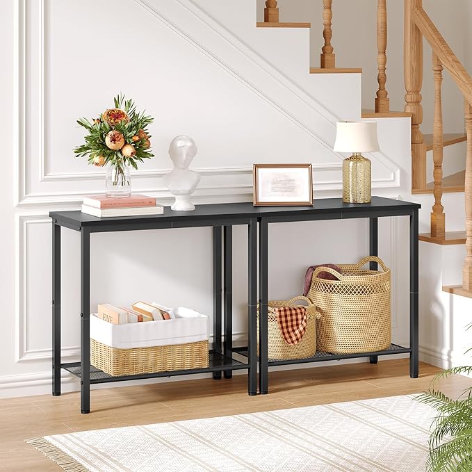 Hoctieon 2 Tier End Table, Sofa Side Table, Narrow Side Shelf - Image 2