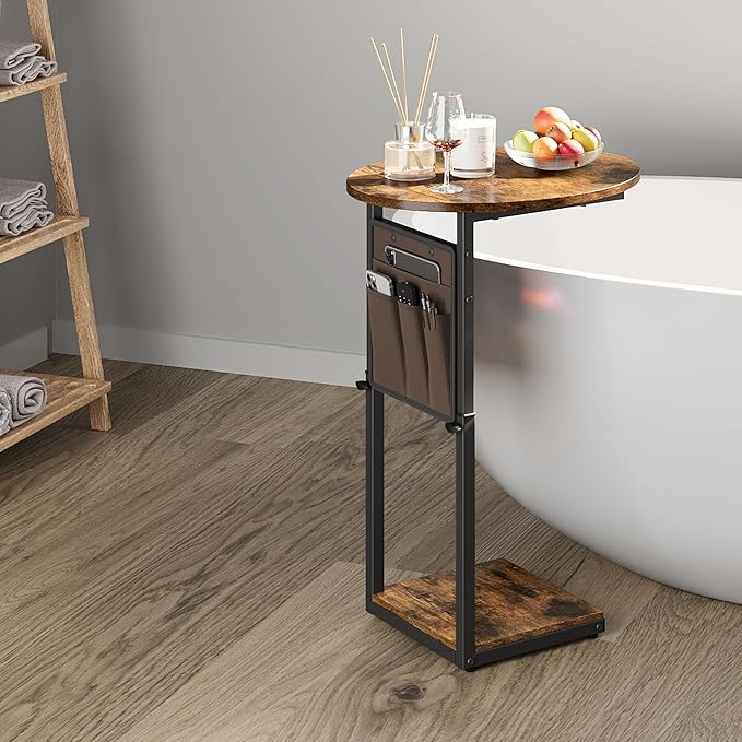 Vagusicc C Shaped End Table, Adjustable Height Small Side Table - Image 8