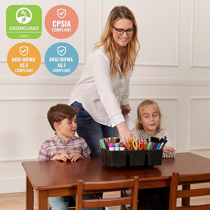 ECR4Kids 24in x 48in Rectangular Hardwood Table and Chair Set, 12in Seat Height - Image 6