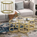 Gold Coffee Table Glass Modern Coffee Table, Hexagon Free Combination Glass by LUGSHIREE