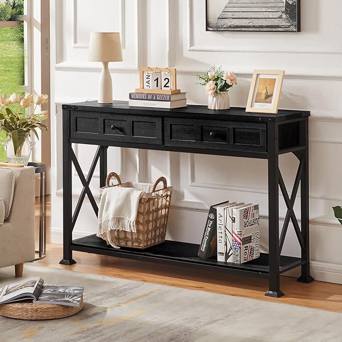HOMBAZAAR Entryway Table, Rustic Console Table - Image 3