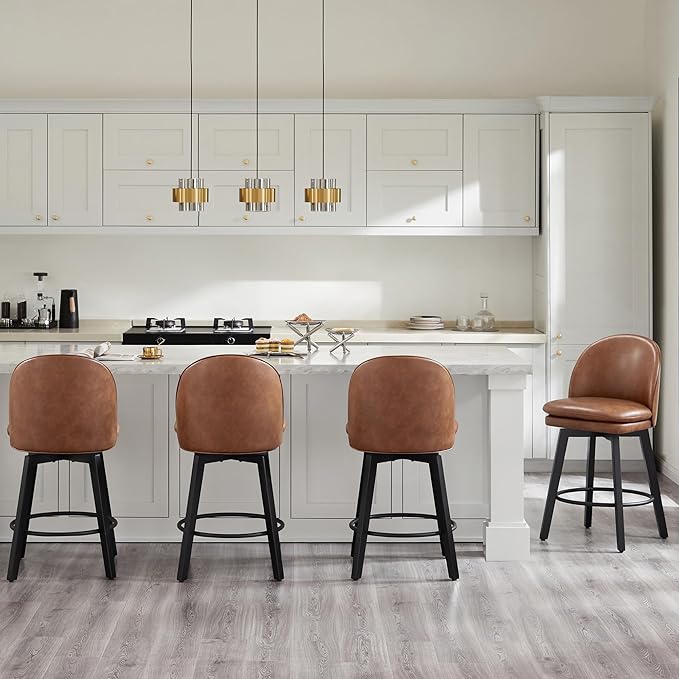 Counter Height Barstools 26 inch Upholstered Swivel Bar Stools - Image 2