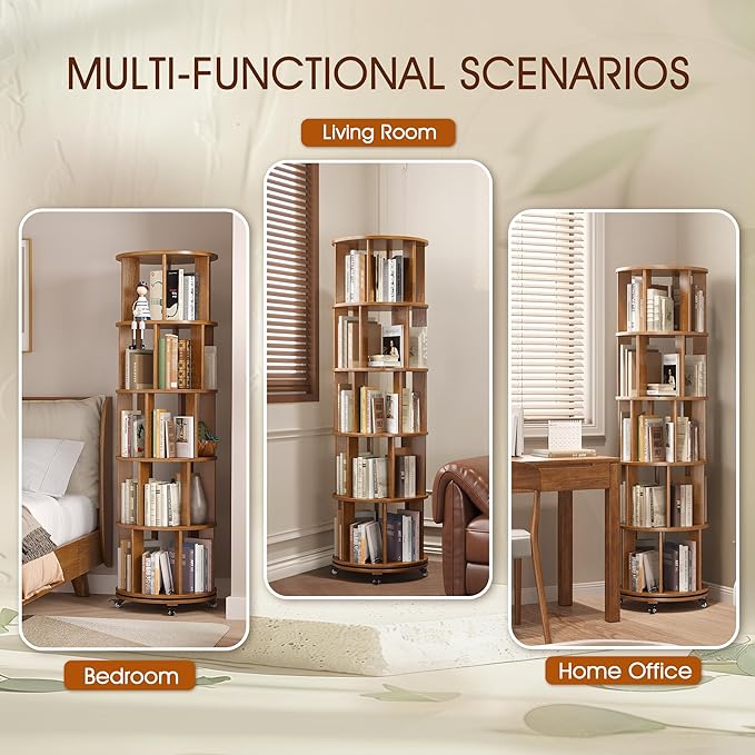 5 Tier Rotating Bookshelf Tower Spinning Bookshelf - Image 8