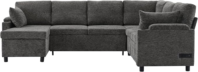 Eafurn Oversized U Shaped Sectional Sleeper Sofabed Pull Out Couch Bed - Image 4