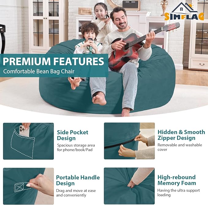 4FT Bean Bag Chair, Large Bean Bag Chairs - Image 4