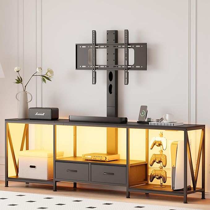 63" W TV Stand with Mount for 50, Entertainment Center with Power Outlet and by ElevateYourLivingSpace