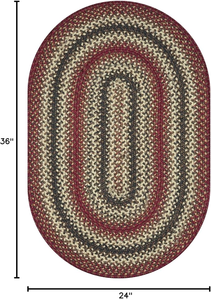 Homespice Chester Red Braided Rugs 2x3' Oval Country Style Rugs - Image 2