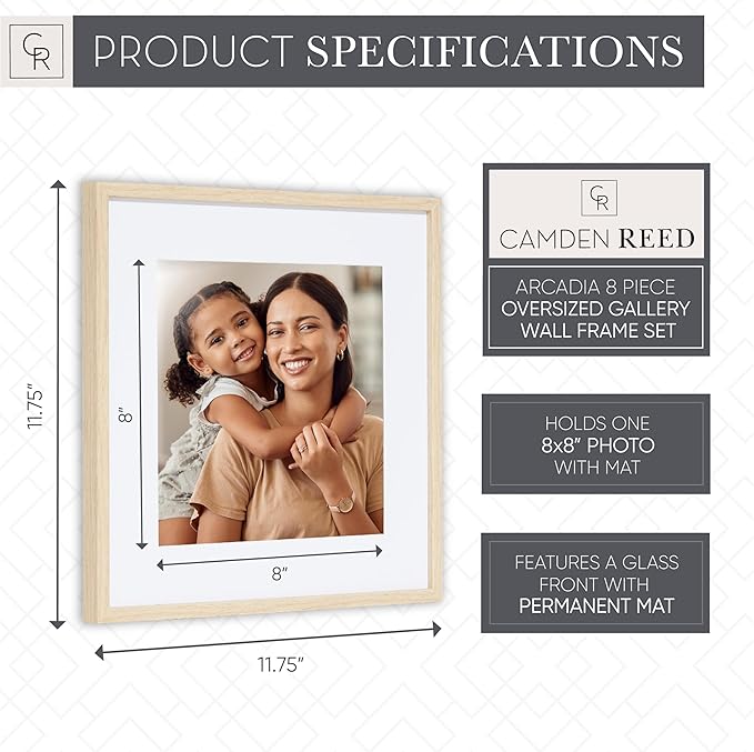 Camden Reed Arcadia 8 Piece Oversized Gallery Wall Frame, 11x14 and 11x11 inch - Image 4