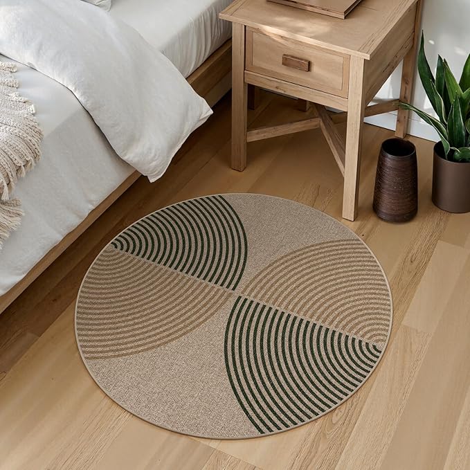 Lahome Modern Rainbow Round Rug 3ft, Circle Indoor Outdoor Rugs - Image 3