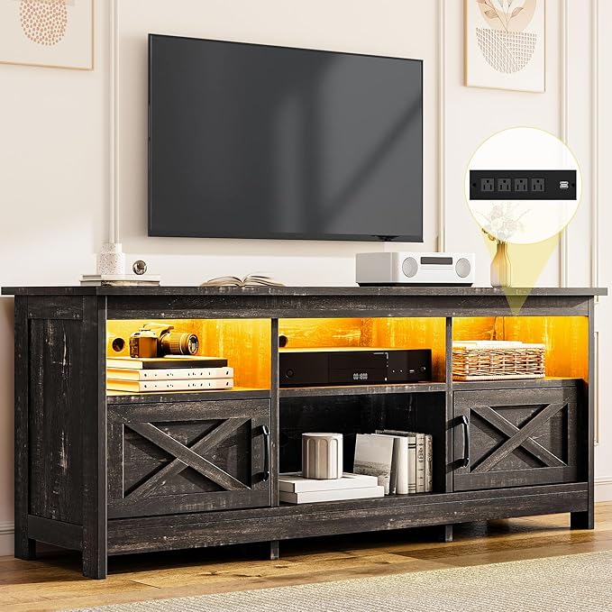 DWVO TV Stand for up to 65 Inch TV, Entertainment Center by DWVO