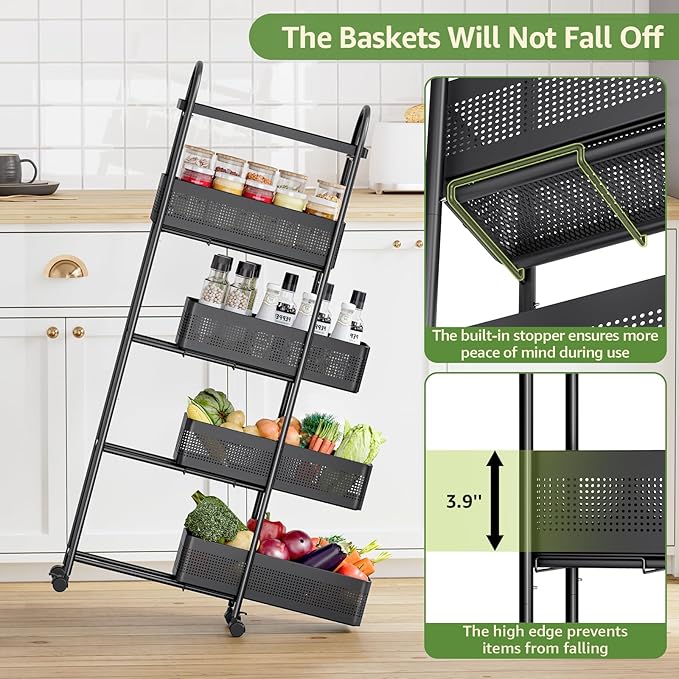 KINGRACK 5-Tier Slim Storage Cart - Image 5
