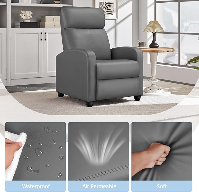 Yaheetech Recliner Chair PU Leather Recliner Sofa Home Theater Seating - Image 9