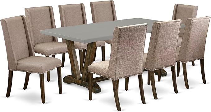 East West Furniture V797FL716-9 9 Piece Dining Room Table Set Includes a by EastWestFurniture