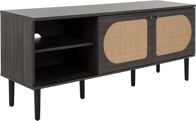 SAFAVIEH Claude TV Stand for up to 65" Flatscreen – Distressed Black, 2 Sliding - Image 6