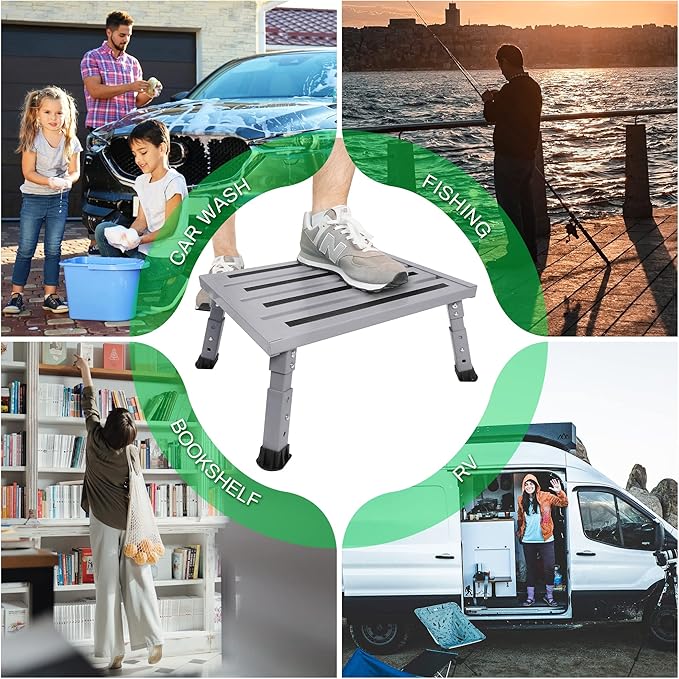 Adjustable Height Aluminum RV Step, Stable Foldable Platform Step Stool - Image 7