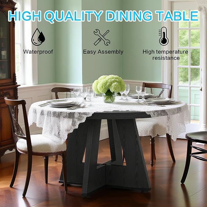47" Round Dining Table for 4-6, Modern Dinner Table Farmhouse Round Small - Image 6