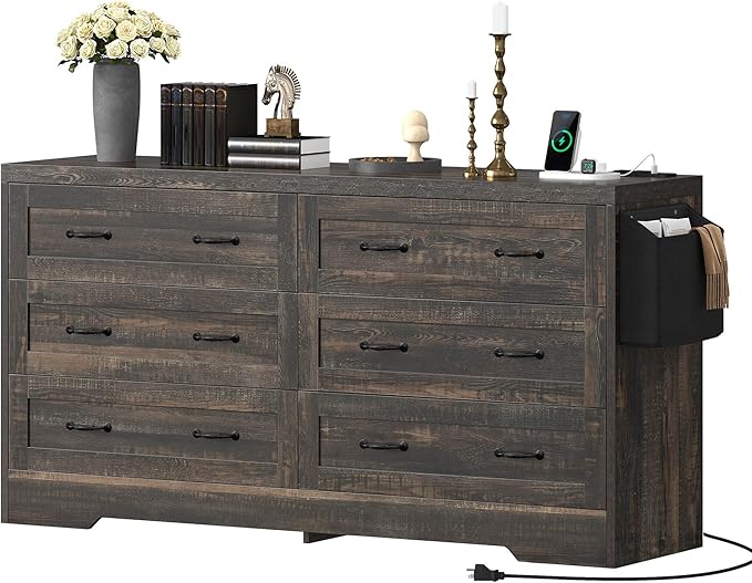 YITAHOME Rustic Oak Drawers TV Stand - Image 4