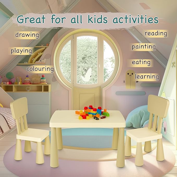 Kids Table and Chairs Set with Storage Drawer, Height-Adjustable Children's Desk - Image 9
