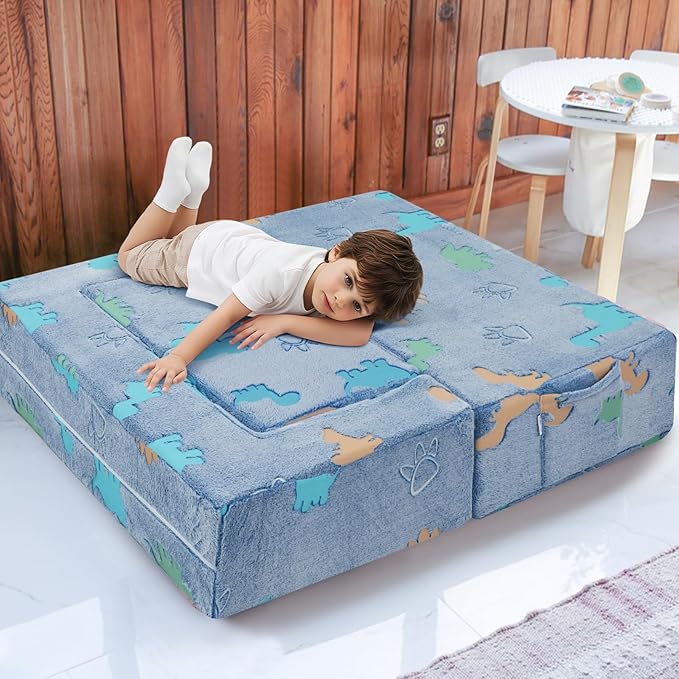 MeMoreCool Modular Kids Couch Dinosaur, Glow Dino Play Toddler Couch - Image 2