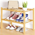 Smiry Shoe Rack, 2 Tier Small Bamboo Shoe Organizer, Stackable Free Standing by Smiry