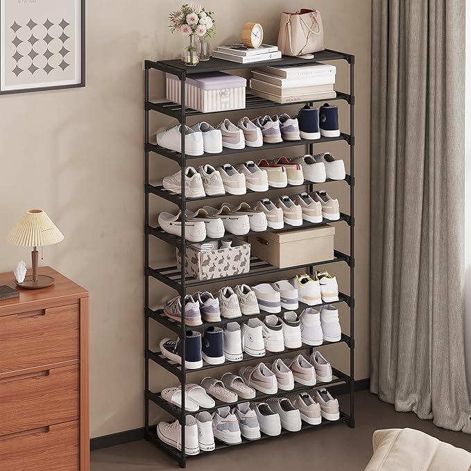 Calmootey 10-Tier Shoe Rack, Tall Large Capacity 50 Pairs Shoes Storage - Image 7