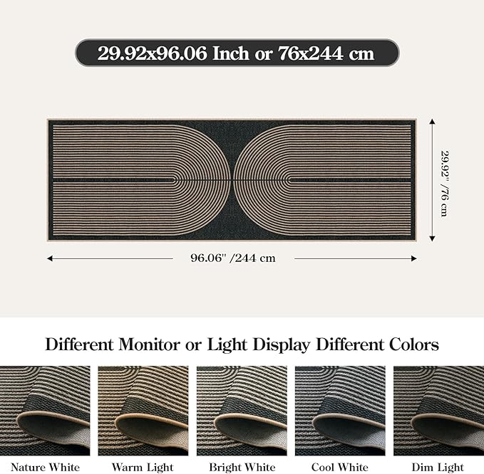 Lahome Modern Rainbow Kitchen Runner Rug, 2x8 Easy Jute Rug Runners - Image 2