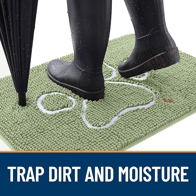 OLANLY Door Mat for Muddy Dog Paws 24x16, Ultra Absorbent Chenille Mud Doormat - Image 2