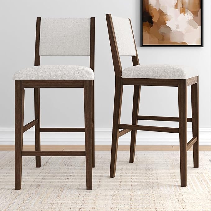 Plank+Beam Sereno Bar Stool, Sturdy Wood Modern Kitchen Bar Height Stool by PlankBeam