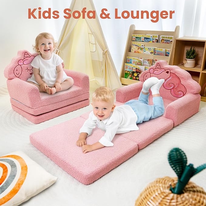 TinyPalsa Kids Couch, Convertible Sofa to Lounger Fold Out, Gift - Image 7