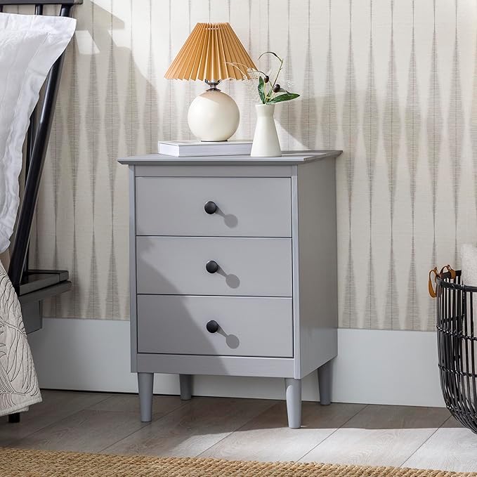 Walker Edison Myron Modern 3-Drawer Nightstand 25 Inch Grey - Image 2