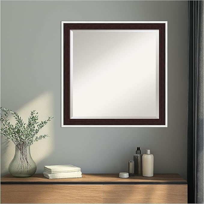 Amanti Art Wall Mirror 23x23 Maya Espresso Silver Square Bathroom Mirror - Image 4