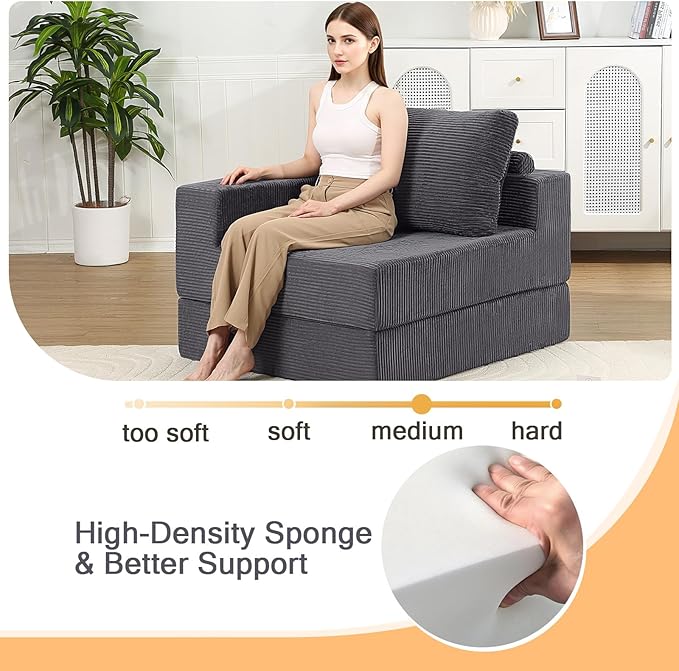 MeMoreCool Convertible Sofa Bed Foldable Boneless Couch, Folding Sleeper Chair - Image 6