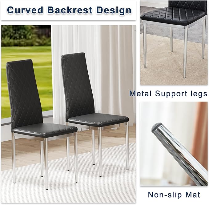 JT Modern Minimalist Dining Chair Fireproof Leather Sprayed Metal Pipe Diamond - Image 5