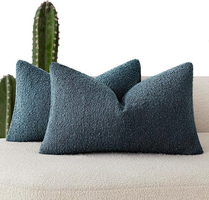 Foindtower Pack of 2 Textured Boucle Throw Pillow Covers Accent Solid by Foindtower