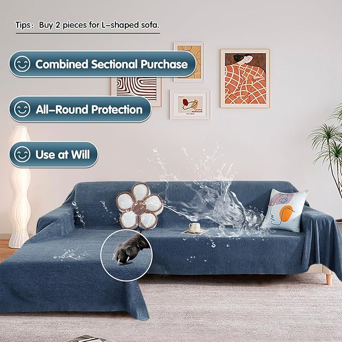 STACYPIK Waterproof Blue Couch Cover Non-Slip Sofa Cushion Cover - Image 7