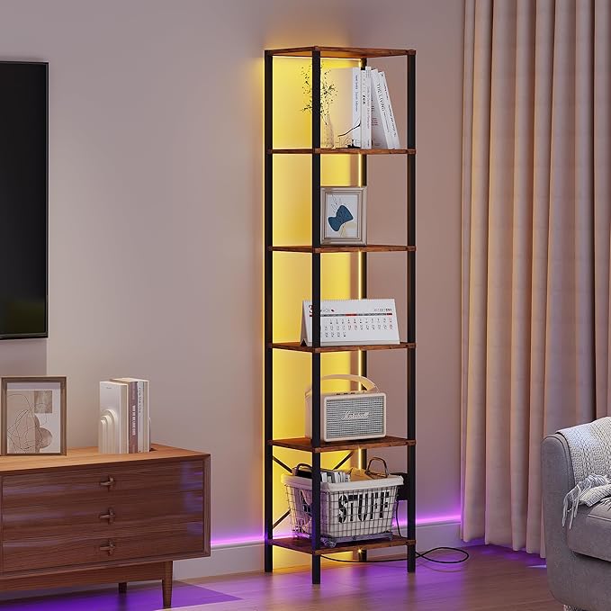 6-Tier Bookshelf, Tall Narrow Bookcase - Image 2