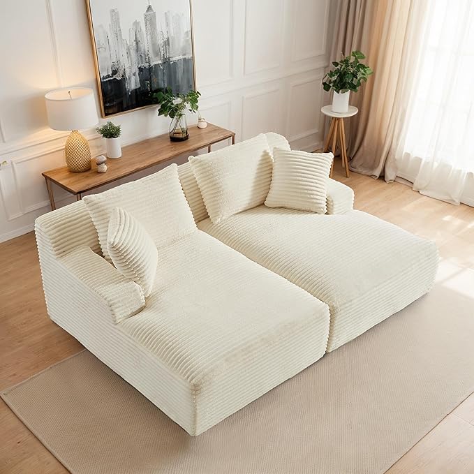 ERYE 79" Oversized Double Chaise Lounge Indoor Sleeper Recliner Sofabed - Image 4