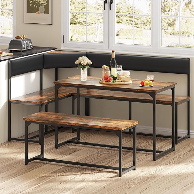 DWVO 3-Piece Dining Table Set for 4-6 People 47.2" Corner Dining Room Table - Image 7