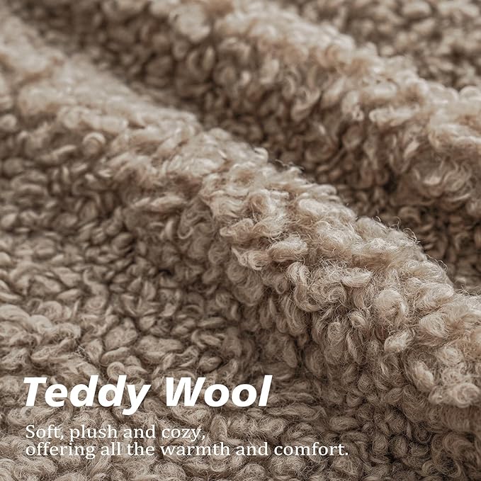 Foindtower 2 Pieces 26x26 Inch Khaki, Faux Fur Throw Pillow Cover Accent Sherpa - Image 2