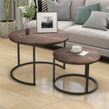 Industrial Round Coffee Table Set of 2 End Table by HOJINLINERO