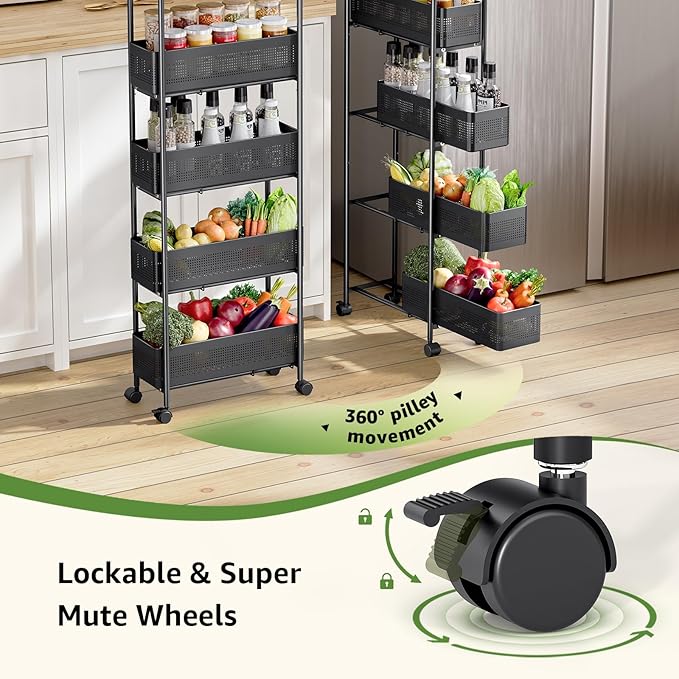 KINGRACK 5-Tier Slim Storage Cart - Image 4