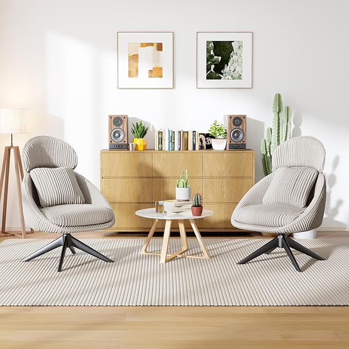 Furniliving Modern Living Room Chair, Swivel Accent Chair - Image 5