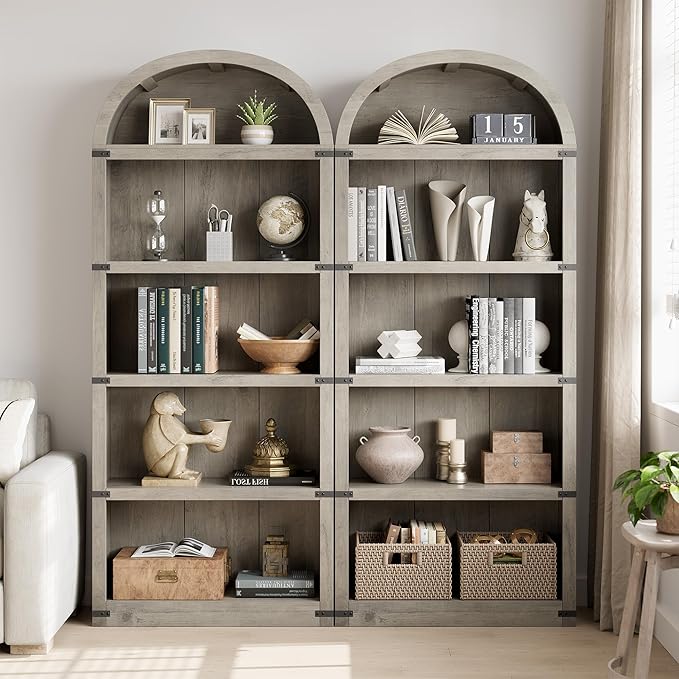 GarveeHome Bookcase 5 Shelf Arched Bookshelf 71.65in Tall Bookcase Farmhouse - Image 7