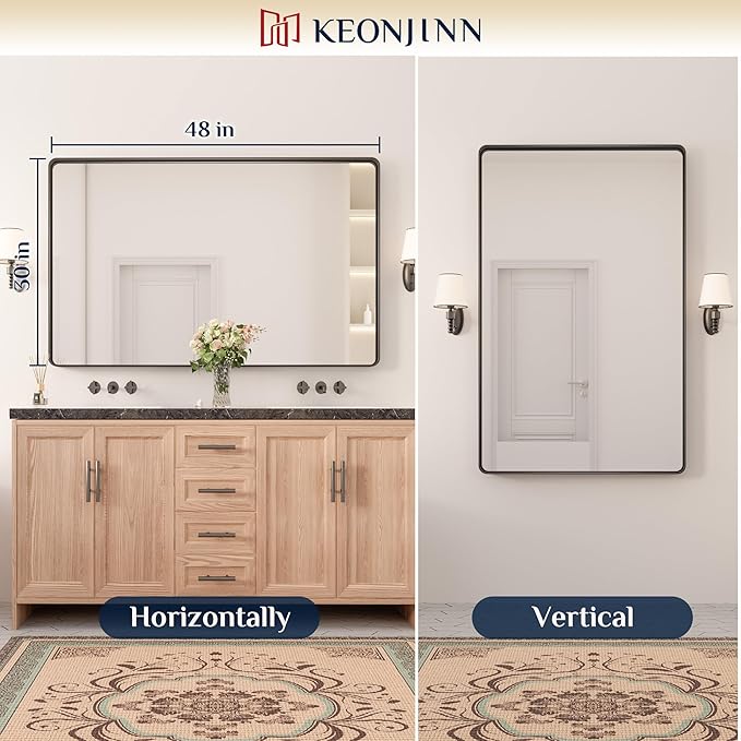 Keonjinn Black Bathroom Mirrors - Image 8