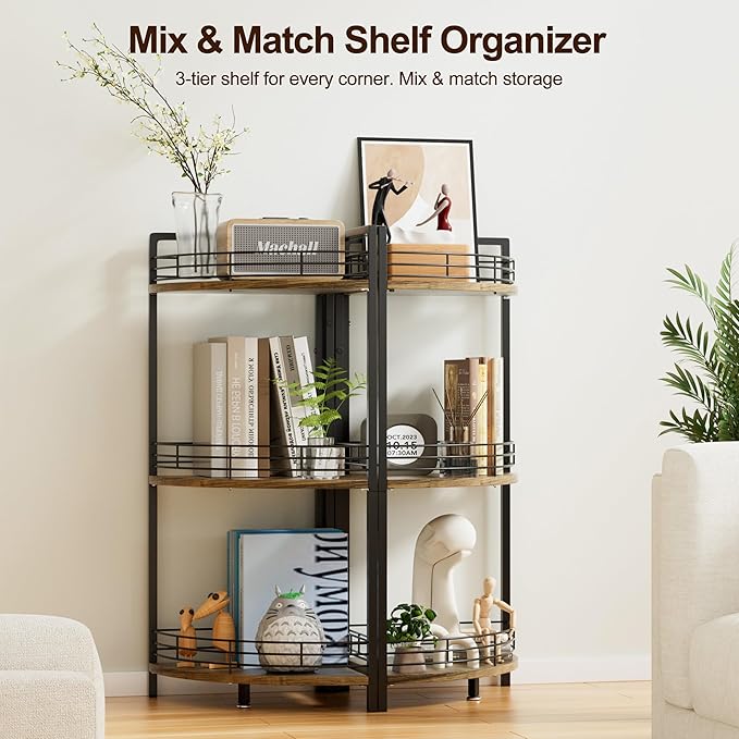 Bathroom Corner Shelf Stand, 3-Tier Small Corner Shelves, Triangular Curved - Image 7