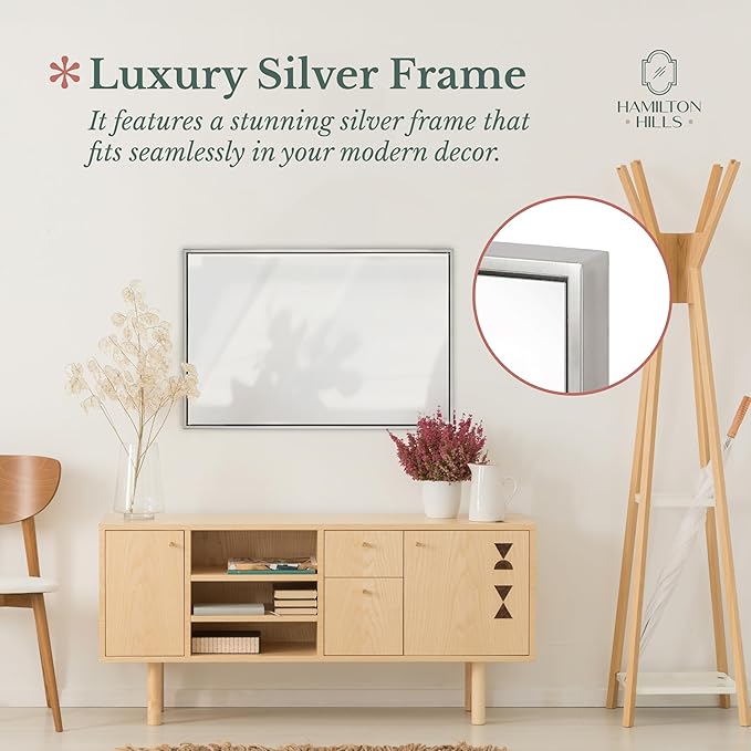 Hamilton Hills 24x36 inch Polished Silver Metal Framed Wall Mounted Mirror - Image 6
