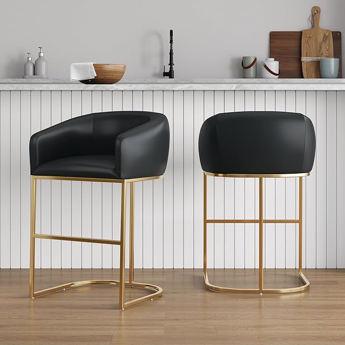 Manhattan Comfort Louvre 26 Inch Mid Century Modern Counter Height Bar Stools - Image 4