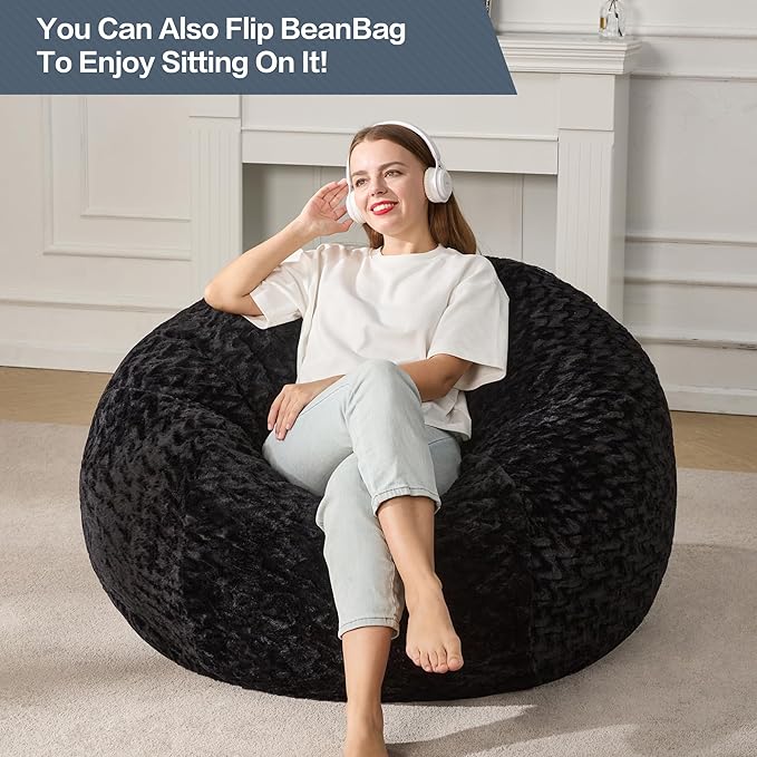 Hobestluk 4ft Bean Bag Chairs for Adults Large Beanbag Chair - Image 3